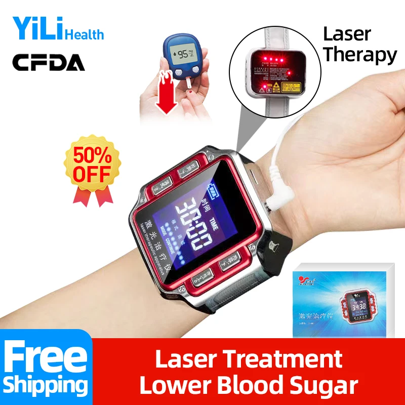 Laser Therapy Watch 650nm for Bp Diabetes Control Blood Sugar Hypertension Hyperglycemia Cholesterol Rhinitis Treatment CFDA