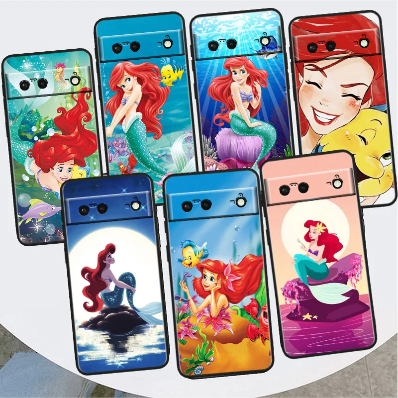 

Mermaid Disney Princess Cute Shockproof Cover for Google Pixel 7 6a 6 Pro 5 4 4A XL 5G Black Phone Case Shell Soft Fundas Capa