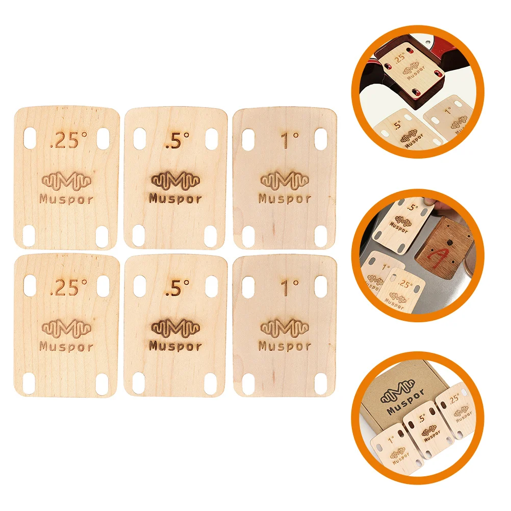 

6 Pcs Guitar Neck Spacer Bass Shims Joint Plate Component Supplies Thickness Maple Wood Heightening Gasket