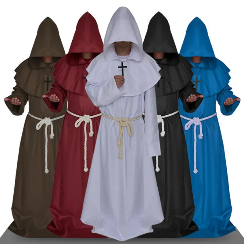 

Medieval Renaissance Priest Monks Wizard Cloak Cosplay Costume Witch Vampire Hooded Christians Robes Death Friar Witchcraft Cape