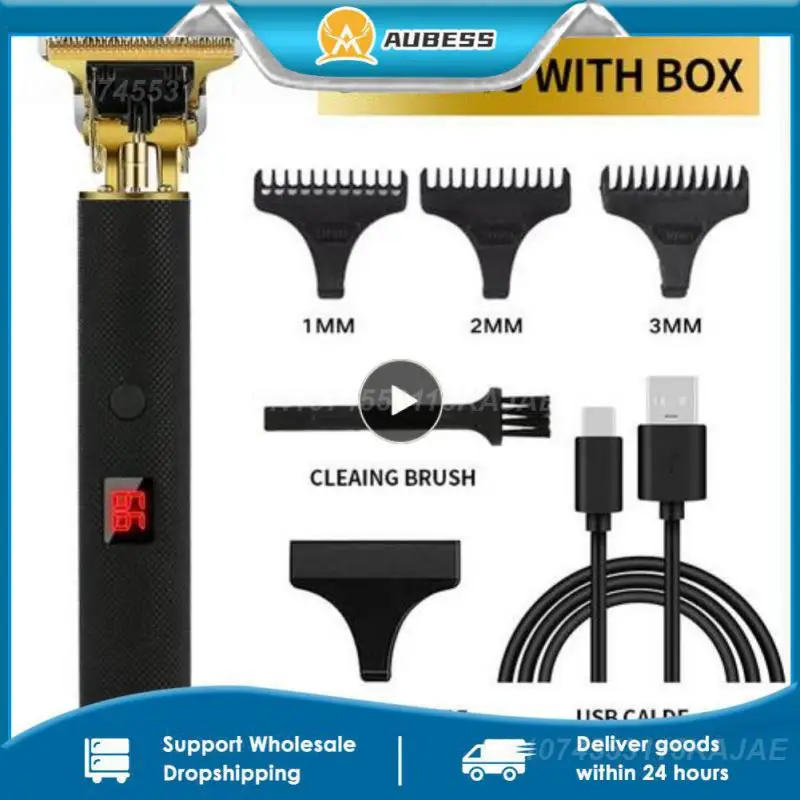 

USB винтажный T9 0 мм резьба профессиональный триммер для волос бороды для мужчин электрическая Беспроводная машина для стрижки волос Парикмахерская Машинка для стрижки зажигалка