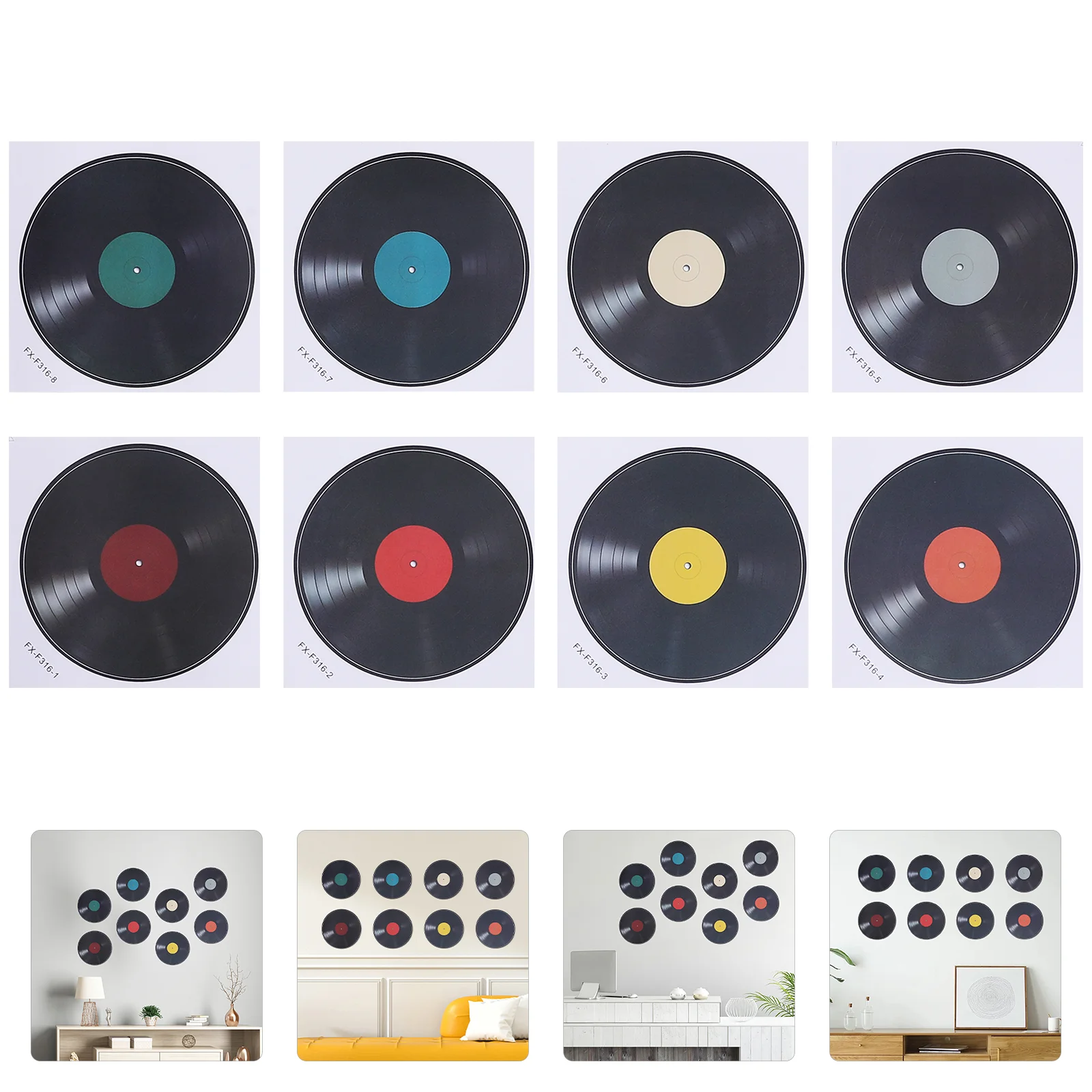 

Fake Records Decoration Vinyl Wall Cds Room Decals Coffee Bar Sticker Music Backdrop Party Deals