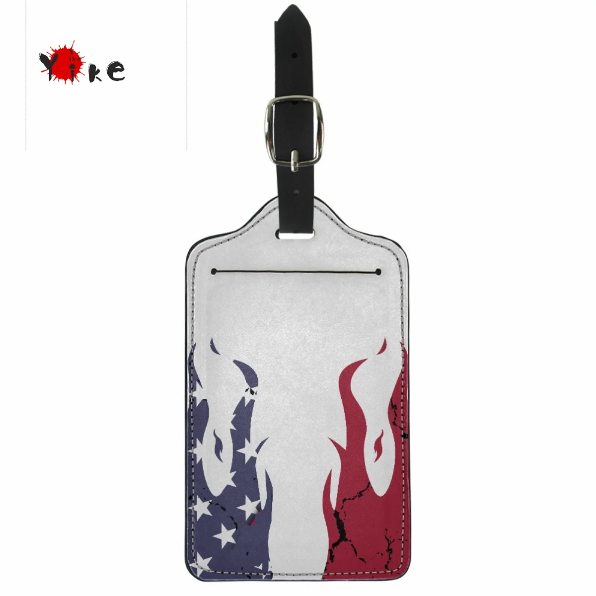 

Yikeluo Leather Luggage Tag Flag Printed Travel Label Leather Tag Suitcase dentification Tag Ladies Men Portable Suitcase Tag