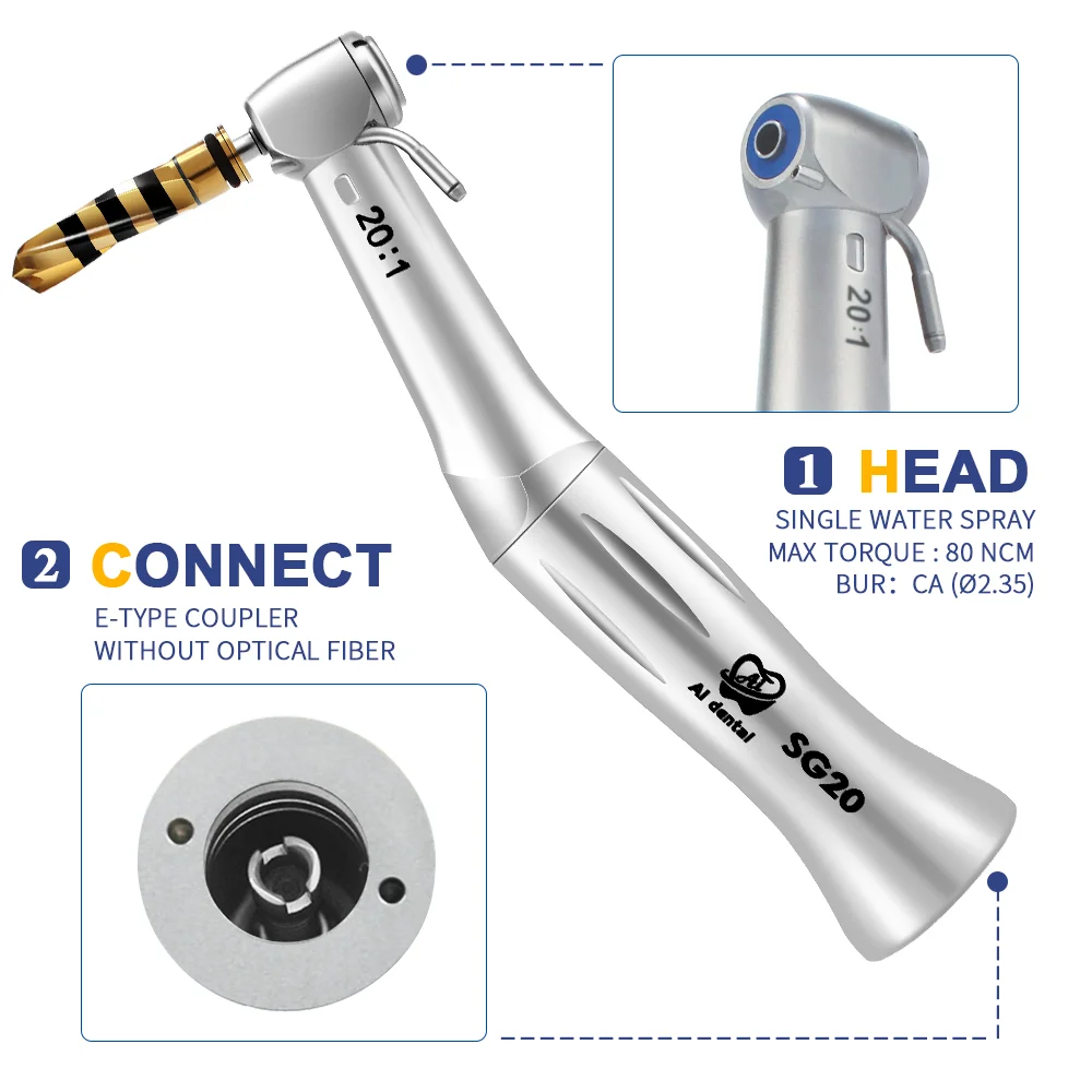 

SG20 Surgical Handpiece 20:1 Contra Angle Low Speed Without LED Light Implant Motor Manufacturers China