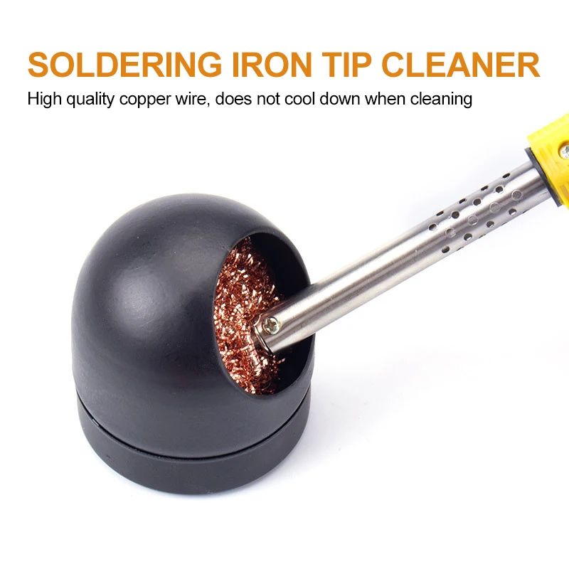 Black/Gold Welding Soldering Solder Iron Mouth Cleaner Welding Mesh Filter Metal Wire Stand Steel Ball Tin Remover with Holder