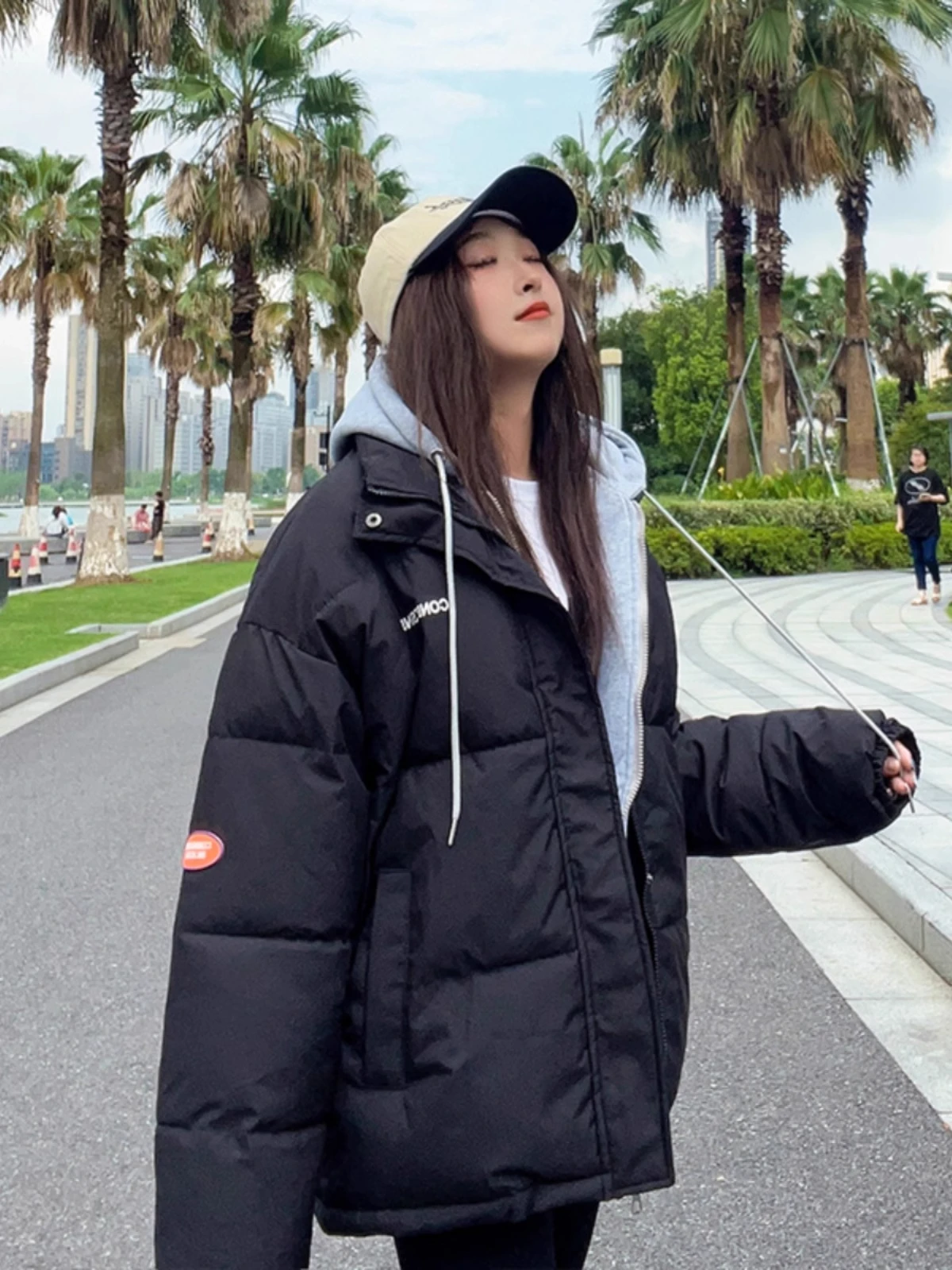 Extra Large 50.00kg Fake Two-Piece Cotton-Padded Coat Cotton-padded jacket Daily Leisure Winter clothes High School Student ...