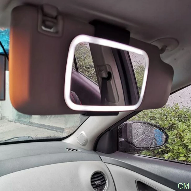

Universal Car Sun Visor Mirror With Battery Makeup Baby Car Mirror Silver-plated