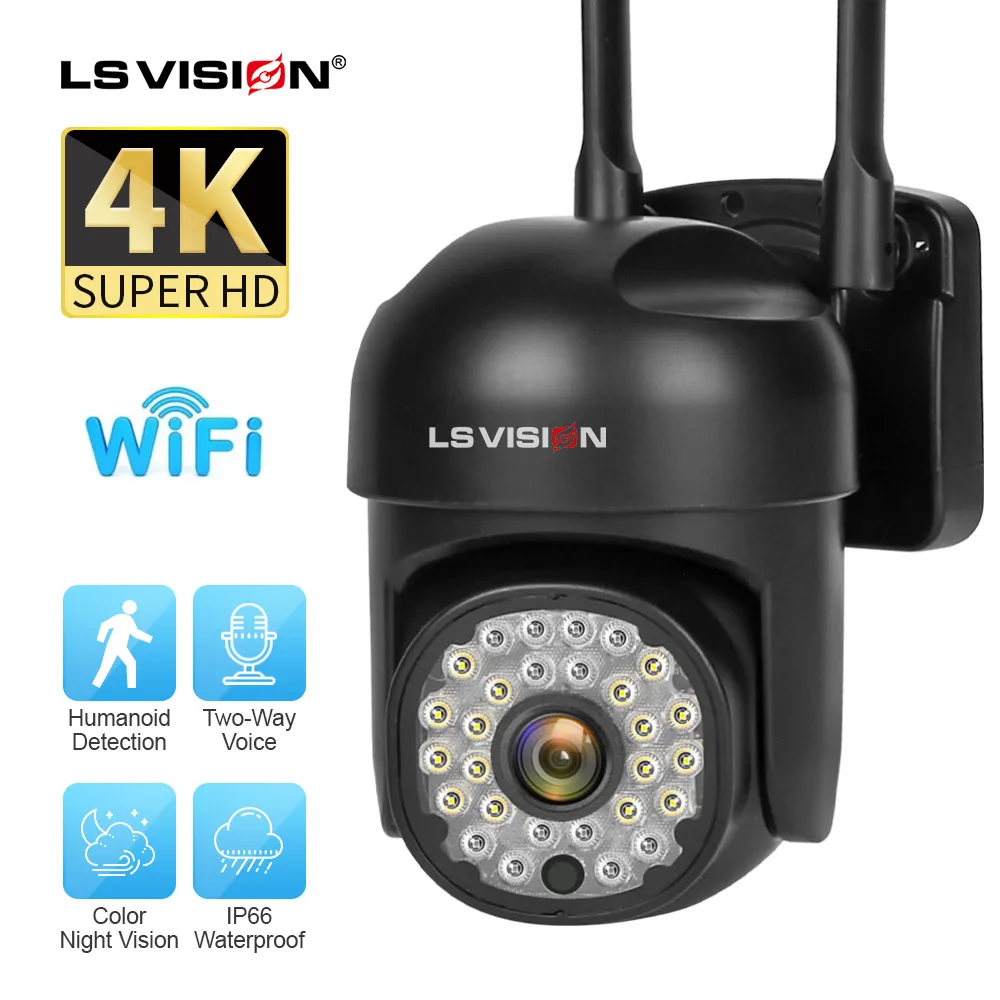 LS VISION 8MP 4K PTZ IP Camera WiFi Security CCTV Cam Video Surveillance Outdoor 2MP Waterproof AI Tracking Home Protection