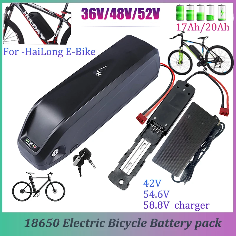 

36V 48V 52V Battery Pack For Hailong Electric Bicycle 30A 500W 750W 1000W 18650 Cell Ebike Batterie For Bafang BBS02 BBS03 BBSHD