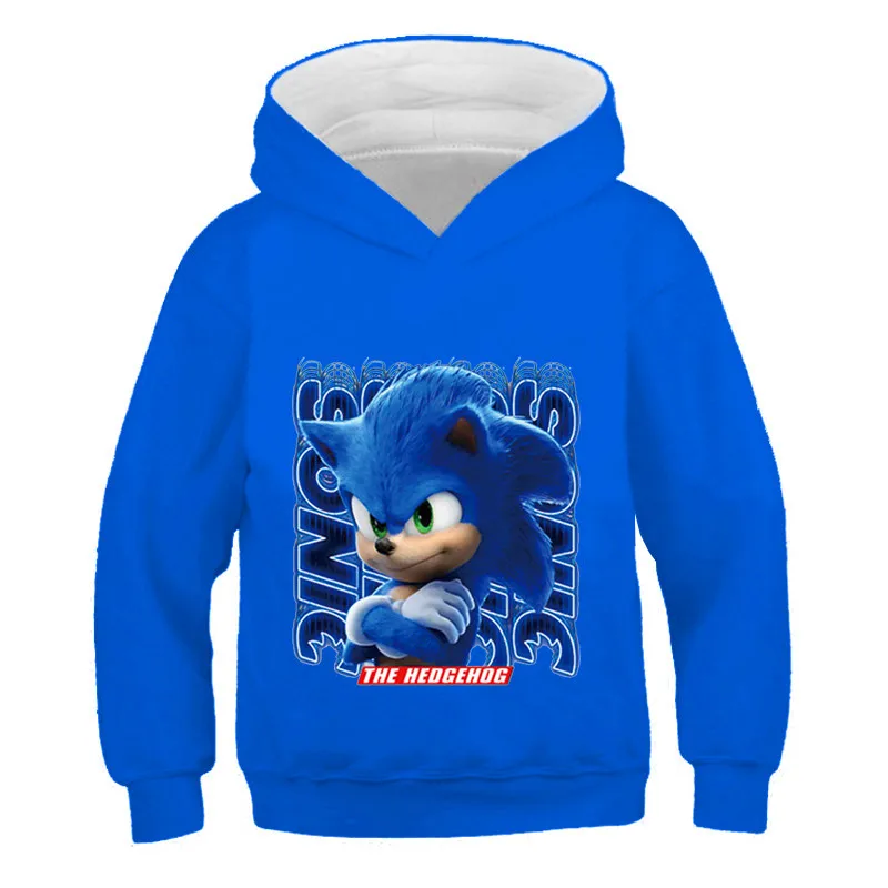 

Spring Autumn Fashion Sonic Hoodies Boys Girls Long Sleeve Cotton Sweatshirts Children Cartoon Casual 4-14 Years Costume Outfits