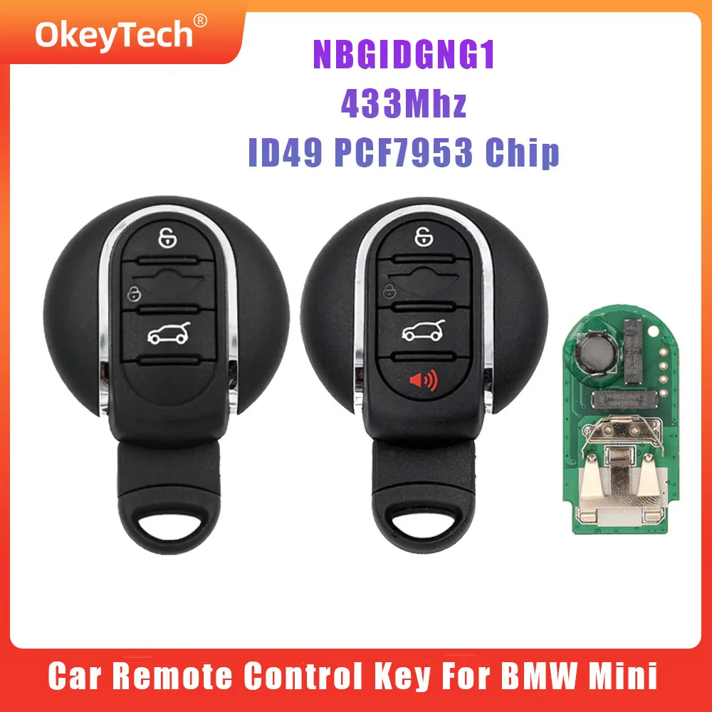 

OkeyTech Car Remote Control Key For BMW Mini Cooper Clubman F55 F56 2014-2018 FCCID NBGIDGNG1 ID49 PCF7953 433MHz Keyless Go