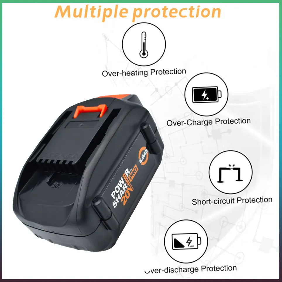 Фото Оригинальный новый оригинальный WORX WA3578 - PowerShare 20 в Ач/5.0ач/4.0ач литий-ионный аккумулятор большой емкости №3
