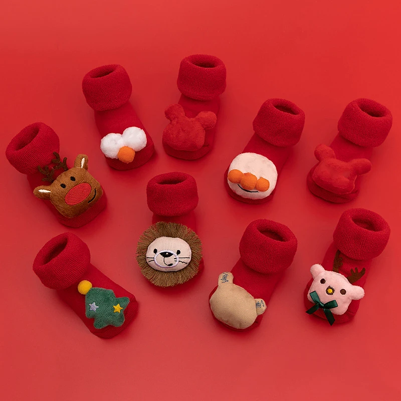 

New Kids Children's Socks For Girls Boys Non-slip Cotton Toddler Baby New Year Christmas Socks For Newborns Infant Short Socks