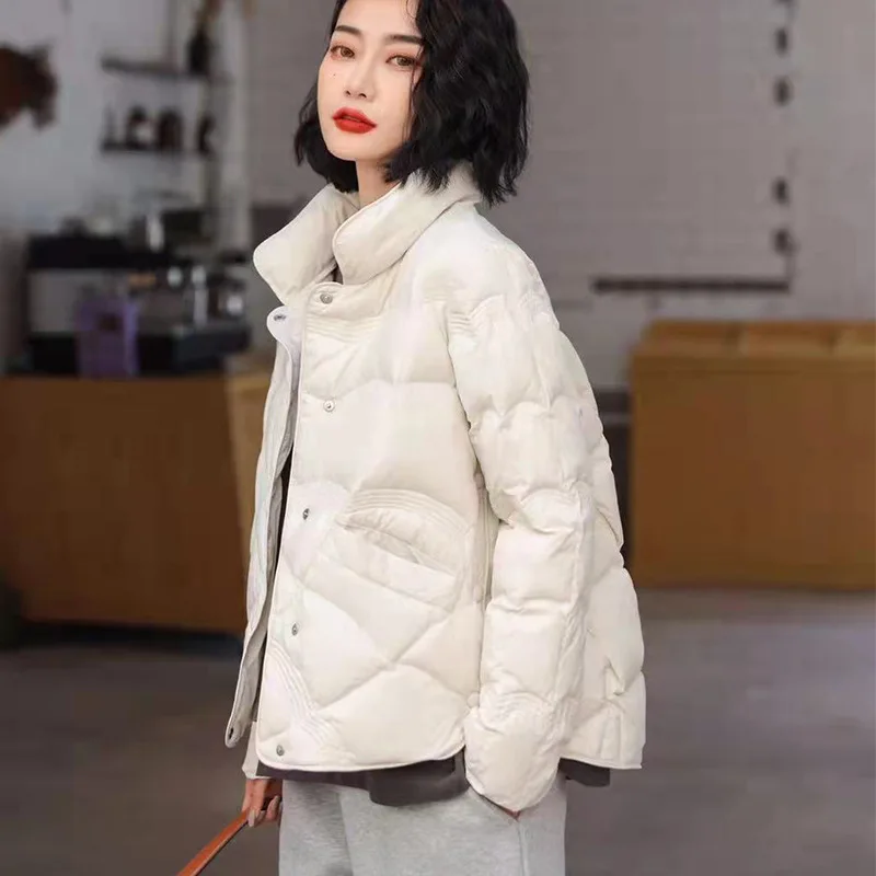 Oversized 3XL 4XL Women Autumn/Winter Jackets 2023 New Female Fashion Stand Collar Ultra Lightweight White Duck Down Coat