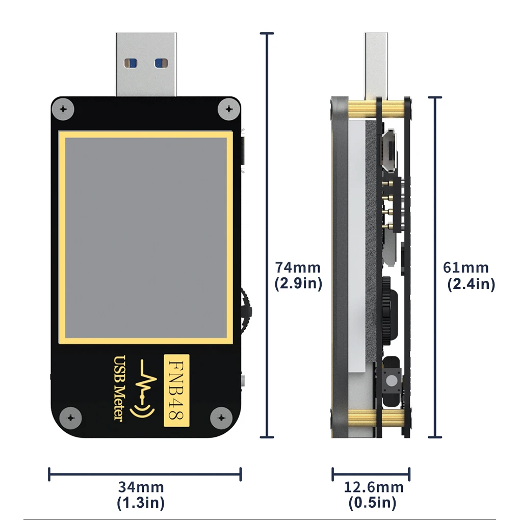 

FNB48 Pd триггер Вольтметр Амперметр покраска En вольтметр Usb тест er QC4 + PD3.0 2,0 Pps Snel Opladen протокольное испытание