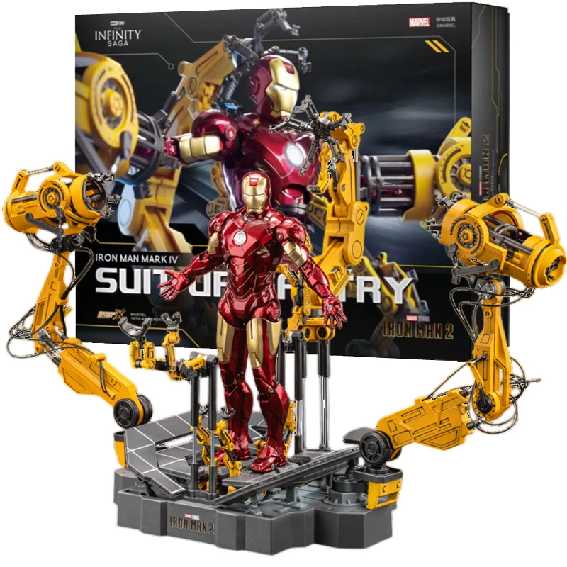 

1/10 Zd Original Marvel Ml Iron Man Action Figure With Suit-Up Gantry Original Marvel Legends Led Light War Machine Model Gift