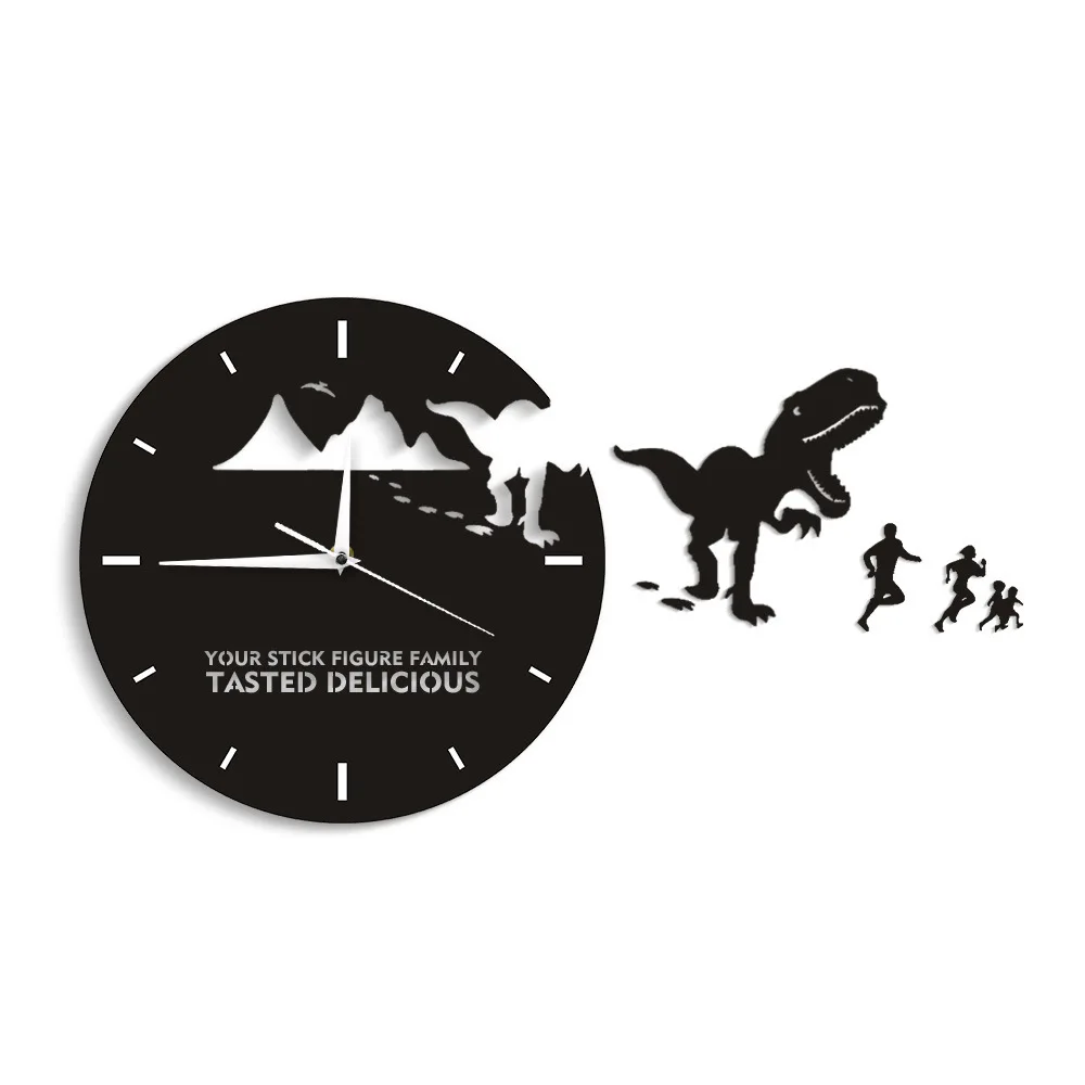 

3D Acrylic Mirror Wall Clock Sticker Modern Watch Horloge Reloj De Pared Duvar Saati for Kid's Room Decoration Dinosaur Design