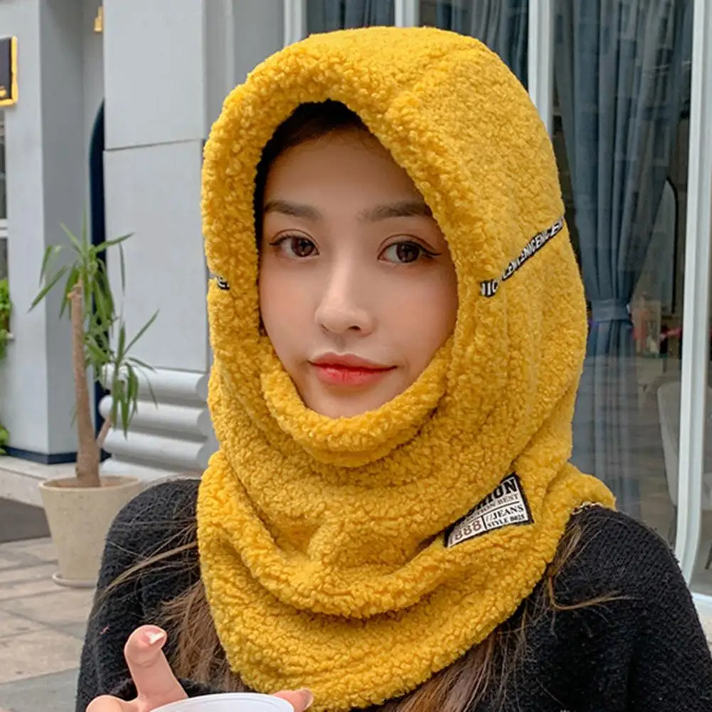 

Scarf Hat Retro Lady Plush Velvet Face Cover Scarf One Piece Hat Skin-Touch Women Hat