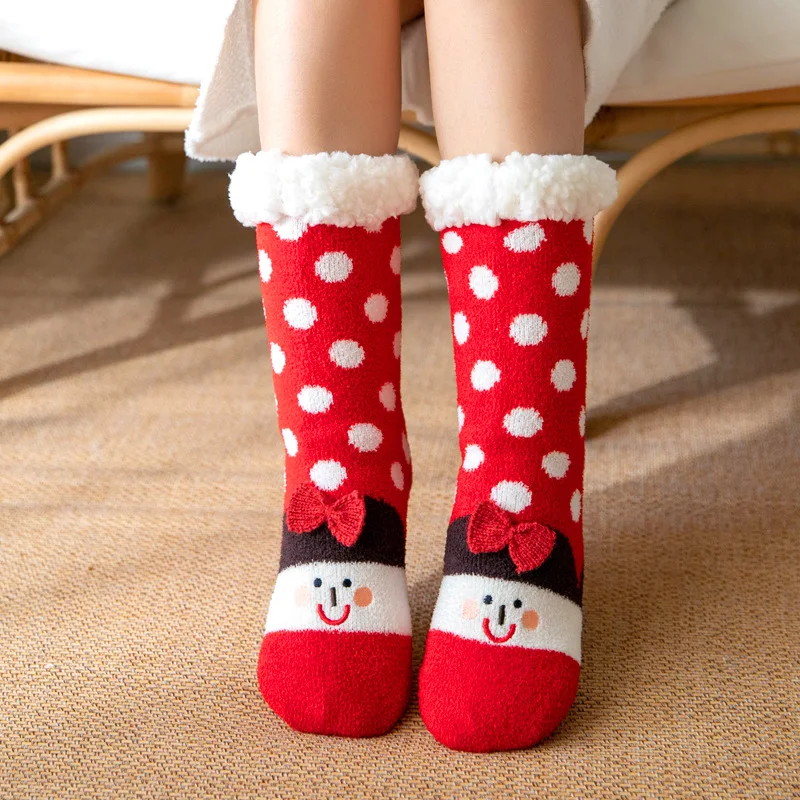 Christmas Stockings Room Socks Winter Snow Plush Coral Cashmere Socks Non-Slip Home Sleeping Sock warm Carpet Socks Leg Warmer