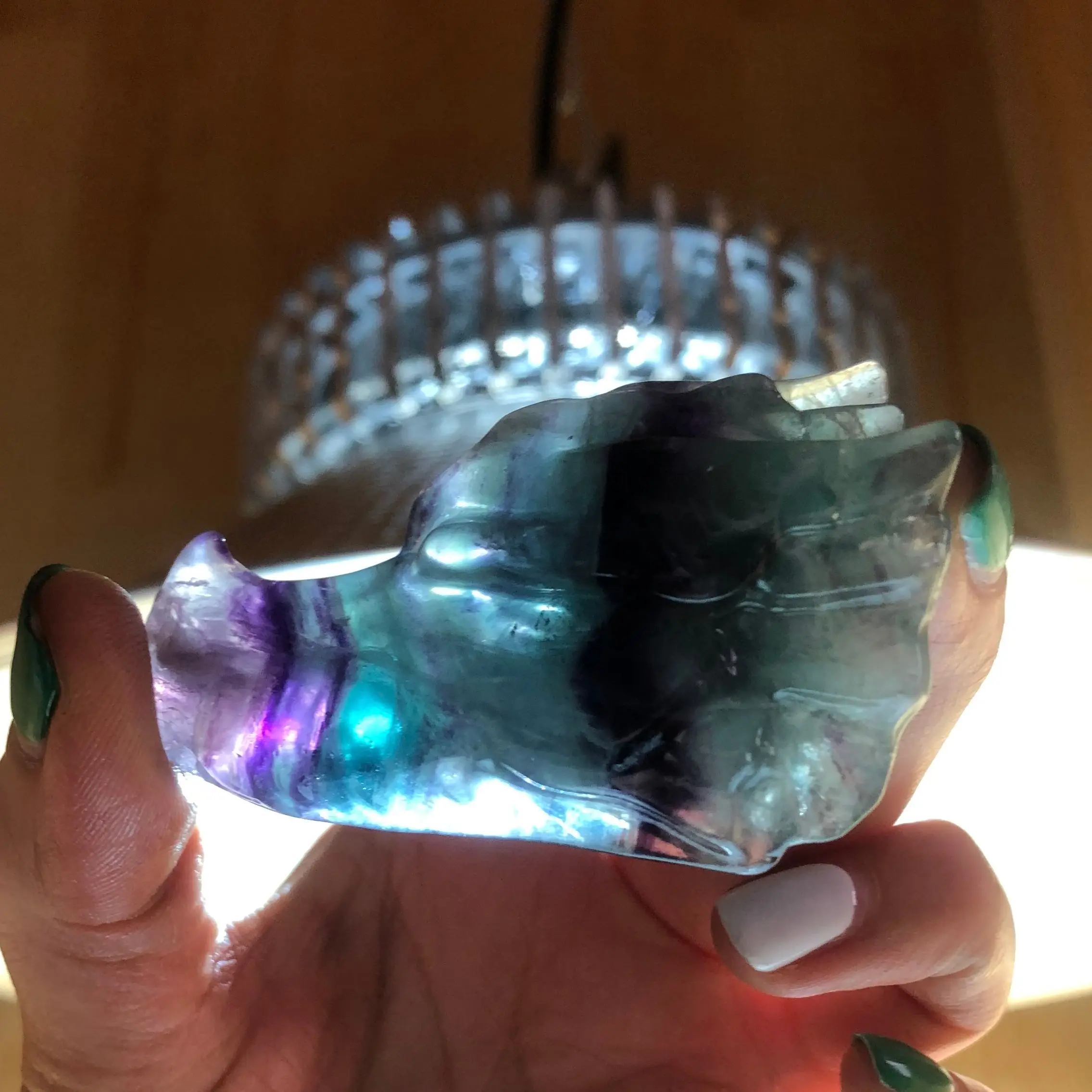 

Dragon skull natural gem fluorite crystal carved Reiki healing stone statue home decoration 1 holiday gift