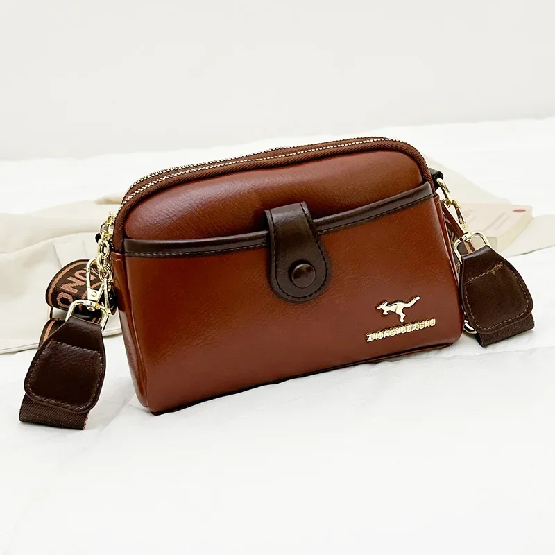 Кожаные сумки через плечо на молнии новые модные Женский вместительный кошелек и