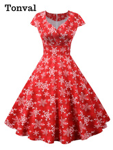 Vestidos Tonval-vestido de fiesta elegante con estampado de copo de nieve para mujer...
