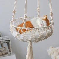 ins pure hand woven cat litter hammock basket household pet hanging basket dog cat hanging basket swing net pocket gift