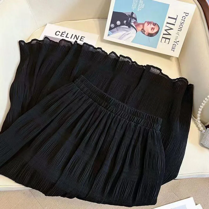 Монохромная юбка Miyake-плиссированная для женщин универсальная складываемая