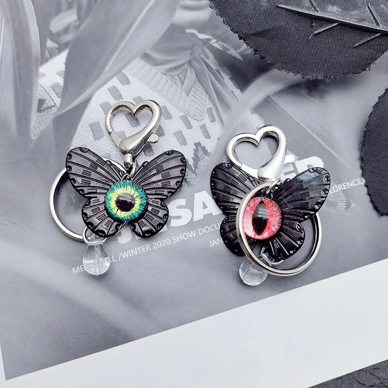 

Модный черный брелок в стиле панк, винтажный держатель для ключей Y2K, подвеска в виде креста-бабочки для девочек, украшение для сумки