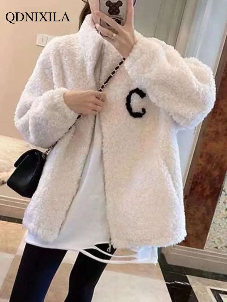 Autumn Winter Fur Coat Women 2022 Korean Stand Collar Imitation Lamb Fur Coat Fashion Jackets Winter Jacket Women Faux Fur Coat