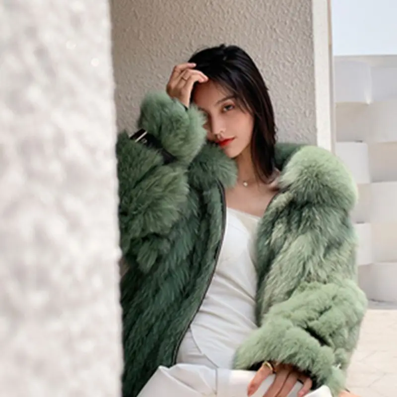 Natural fox leather jacket Fox fur and real sheepskin perfect combination for 2023 Winter luxury fashion for women new wholesale