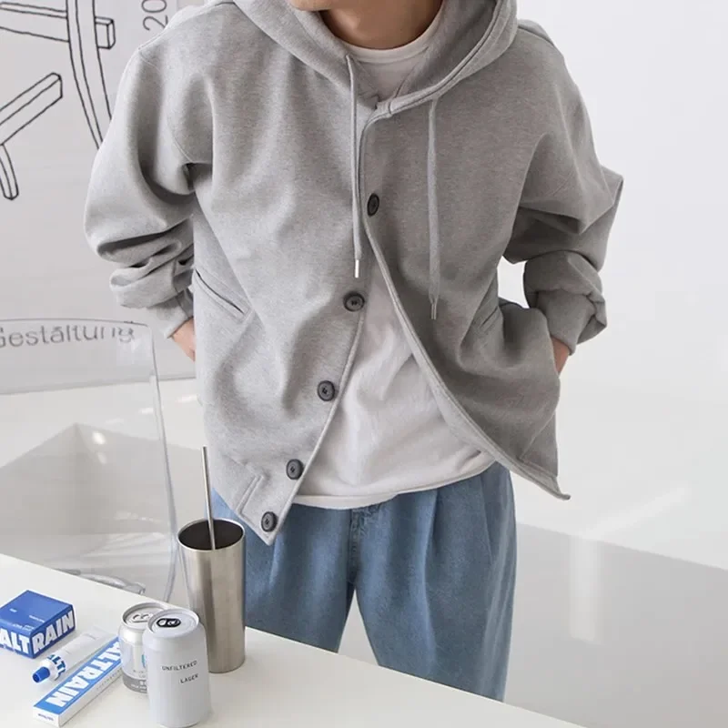 Мужская Весенняя однобортная уличная одежда в стиле Харадзюку С Капюшоном