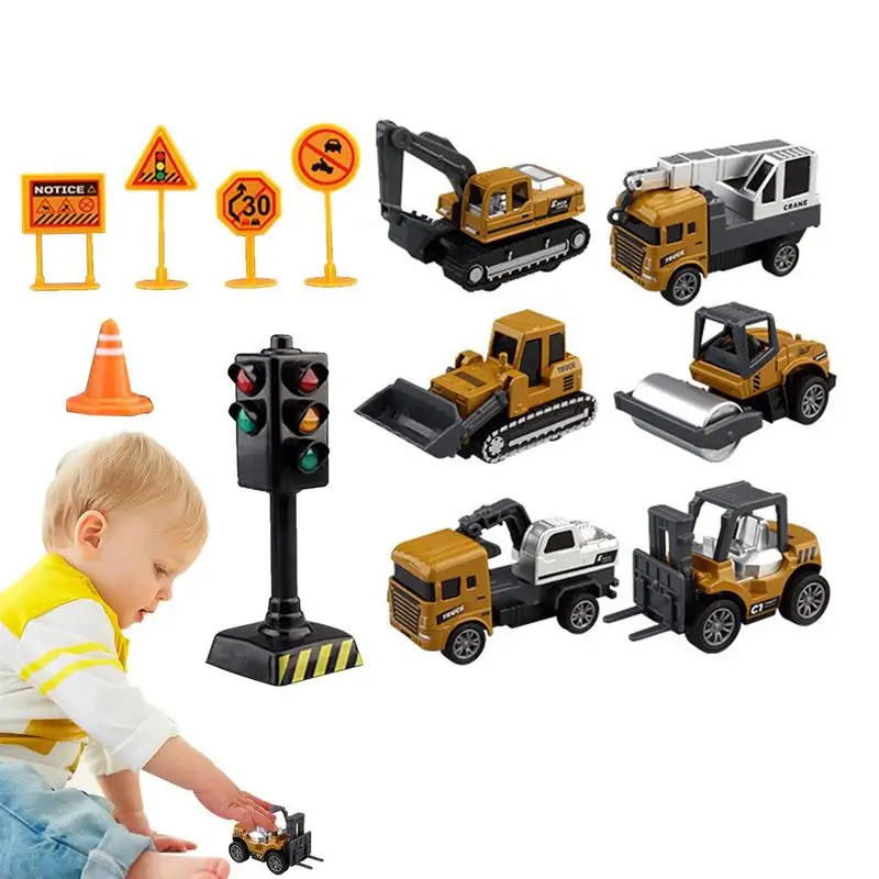 

Construction Toy Trucks Alloy Engineering Vehicle Pull Back Cars Transport Vehicle Tractor Forklift Play Vehicles Set For For