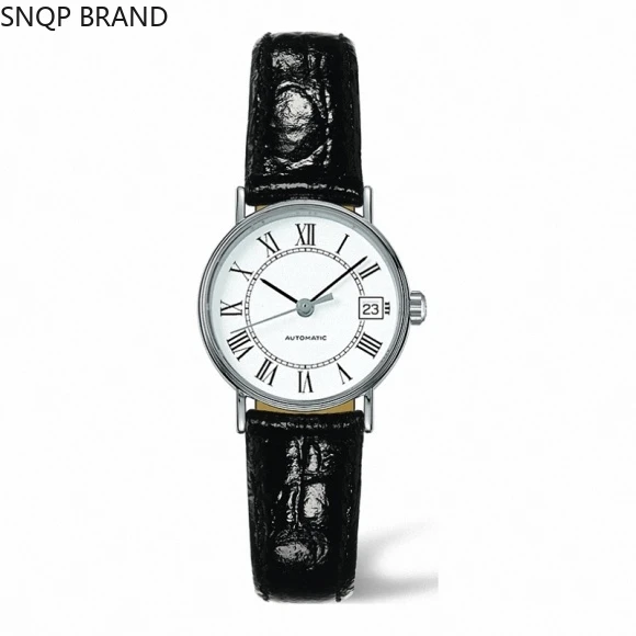 

Womens watch rose quartz gold white black leather