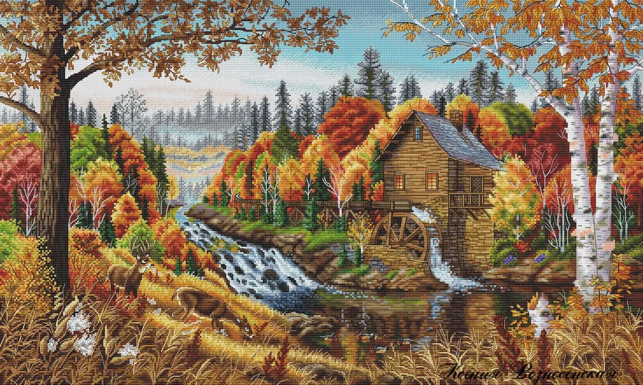 Наборы для вышивания Linzhong-Water Mill 77-50 наборы вышивки крестом хлопчатобумажная