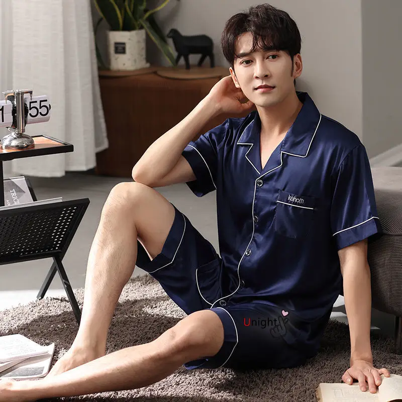 Пижама с брюками одежда для сна пижама папы мягкая Роскошная Летняя мужская из