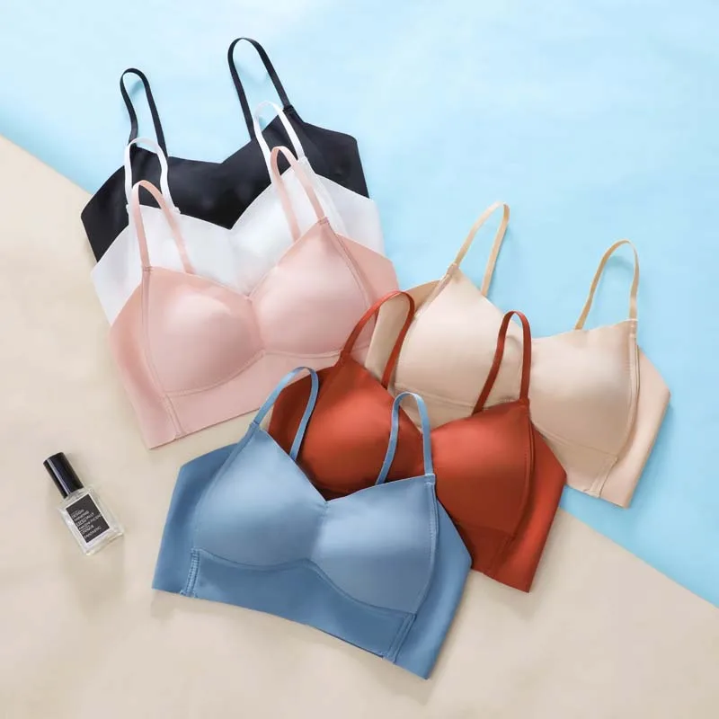 

Wasteheart for Women Blue White Red Wireless Padded Bra Push Up Bralette One-Piece Bras Cup A B Underwear Seamless