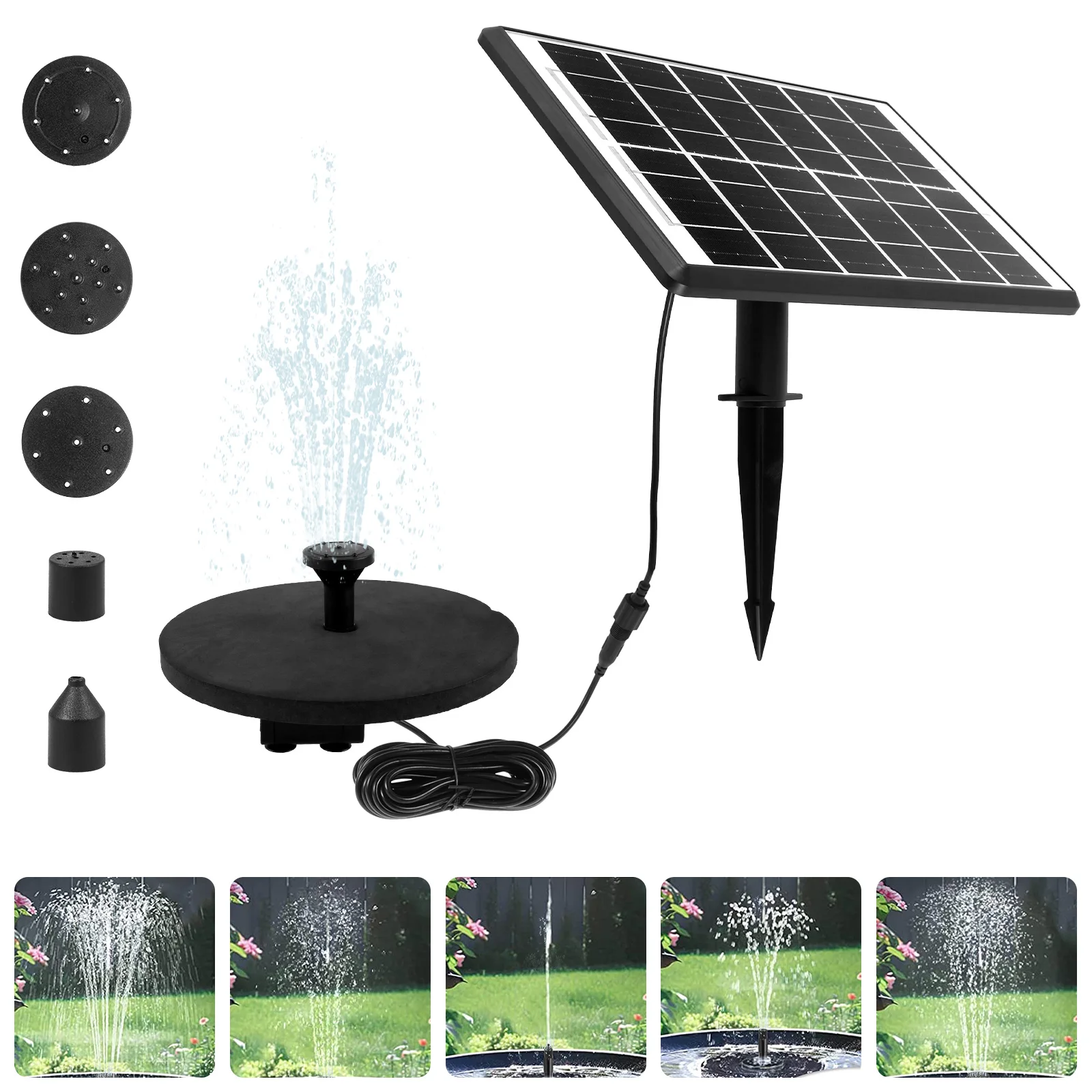 

Solar Water Pump Kit with 5 Nozzles 5W Solar Panel Water Fountain DIY Solar Fountain Water Pump Eco-Friendly Solar Birdbath Pump