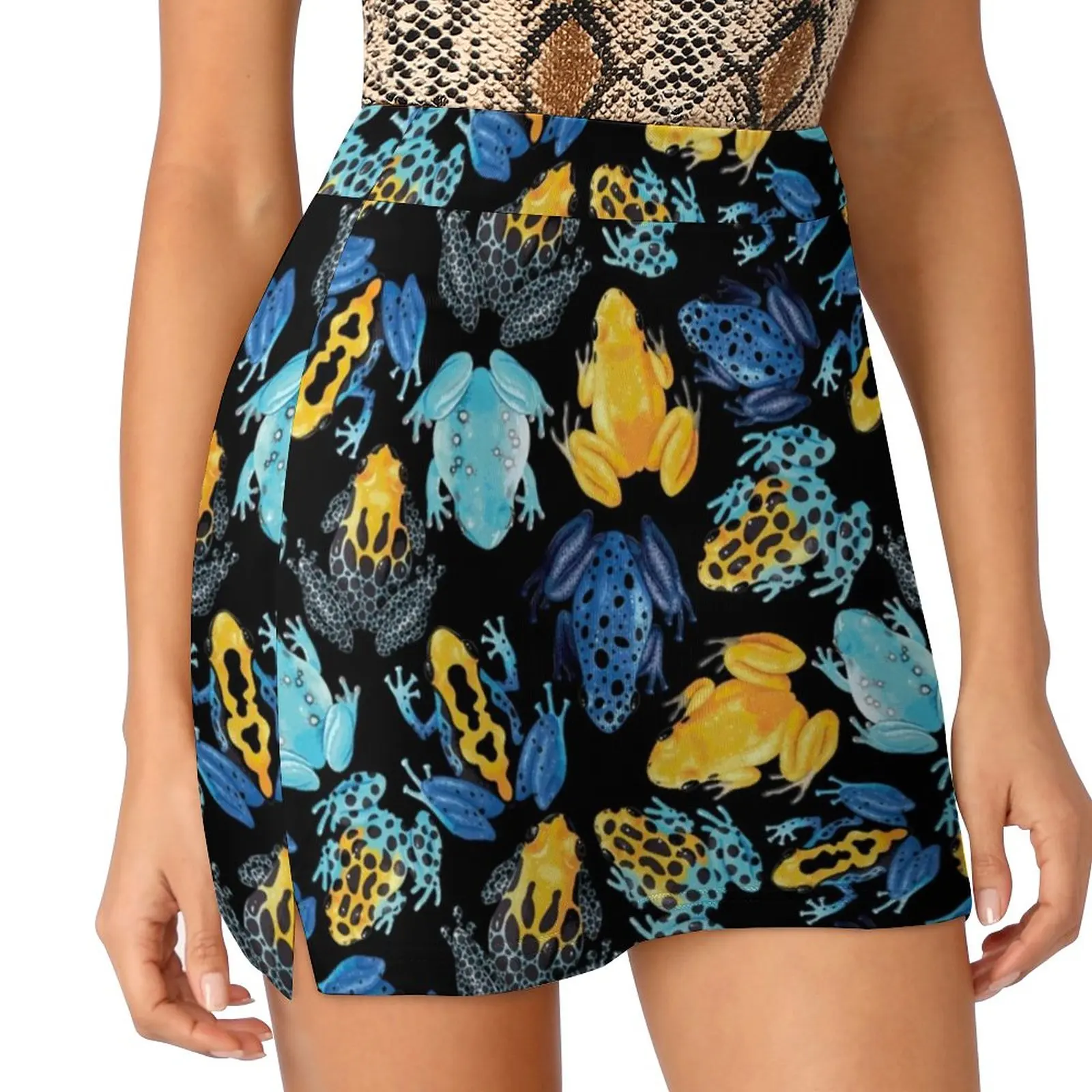 

Colorful Frog Print Skirt Tropical Animal Kawaii Mini Skirts Spring High-waisted Trendy Street Style Casual Skirt 2XL 3XL 4XL