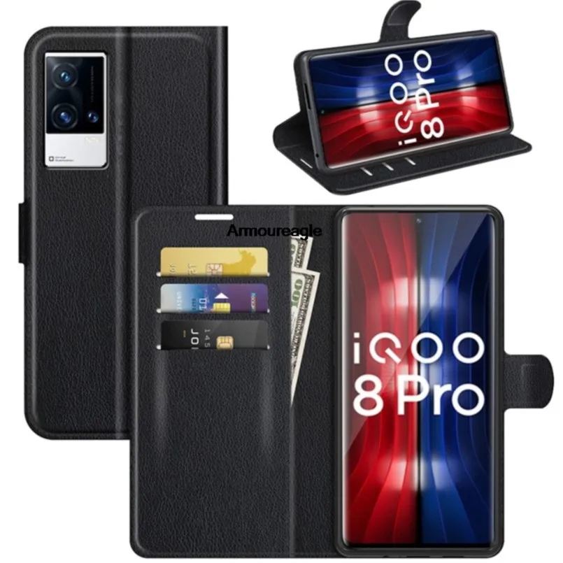 Черная защита для vivo iqoo 8 pro чехол-бумажник кожаный флип-кожаный чехол телефона iqoo8