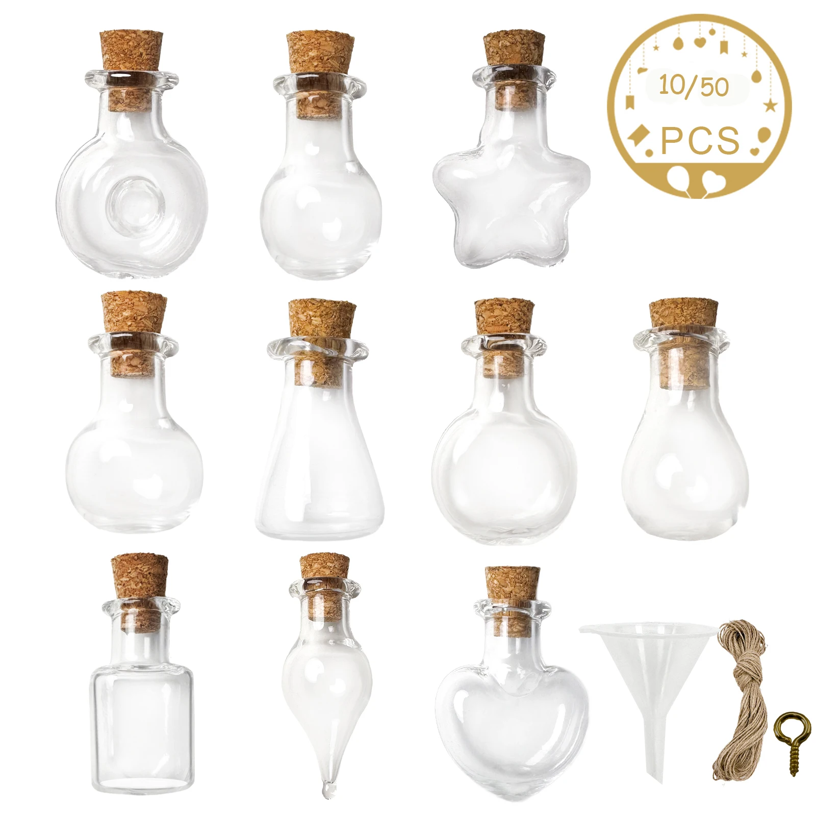 

OurWarm 10pcs Small Glass Bottles Jars with Cork Stopper Transparent Wishing Gifts Bottle Lucky Drifting Empty Tiny Jars Decor