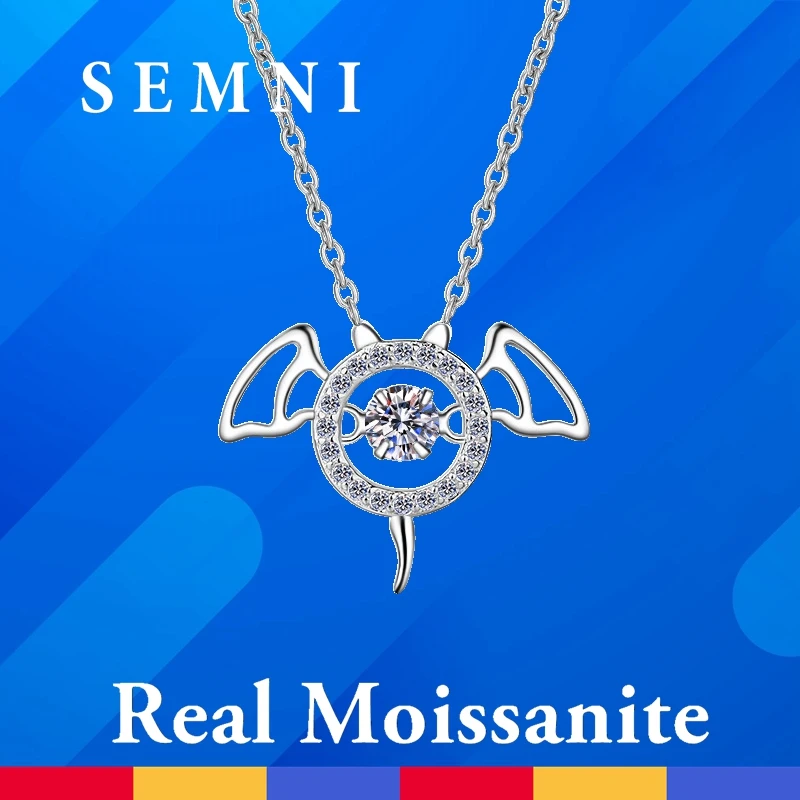 

SEMNI 0.3CT D Color Moissanite Little Monster Pendant Necklace for Women 925 Sterling Silver Amazing Party Gift Fine Jewelry