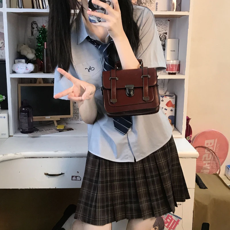 

JK Small Shoulder Bag Women Messenger Bag Ladies Retro PU Leather Handbag Purse Original Design Large Capacity Tote Bag