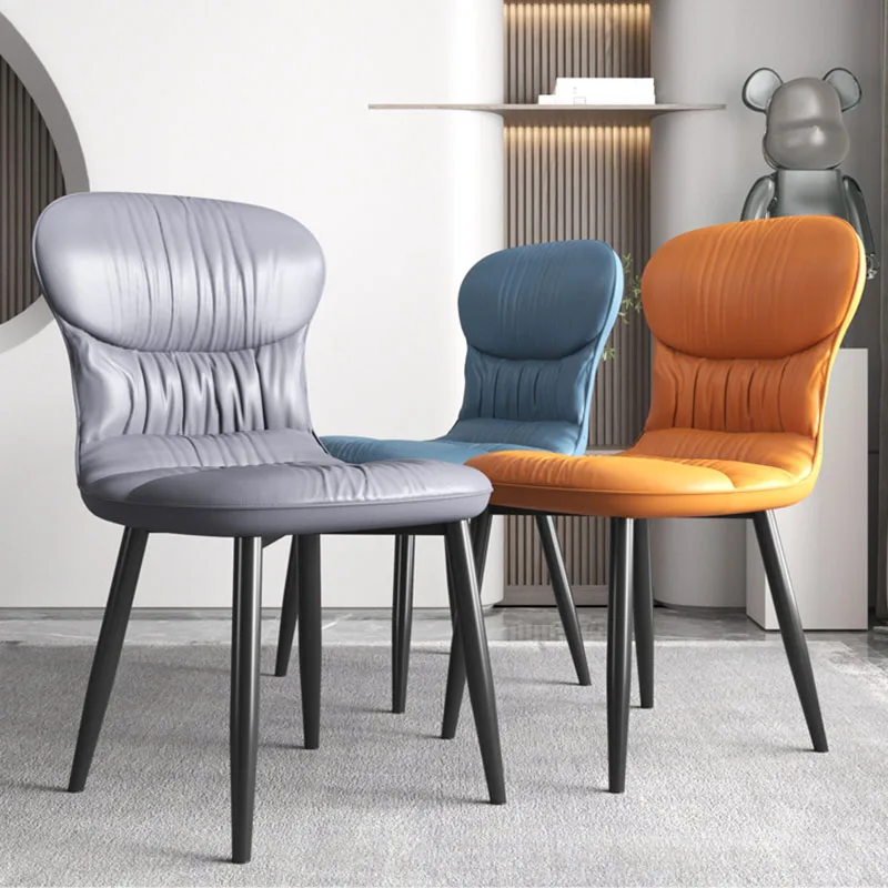 

Minimalist Nordic Dining Chairs Modern Leather Fashion Lounge Soft Chair with Backrest Ergonomic Sillas De Comedor Furniture