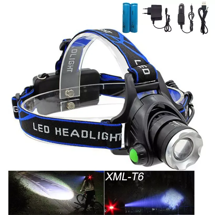 

Xml T6 Led Head Light Headlamp Linterna Frontal Rechargeable 2000 Lumens Zoom Head Lamp Led With 18650 Battery Flashlight
