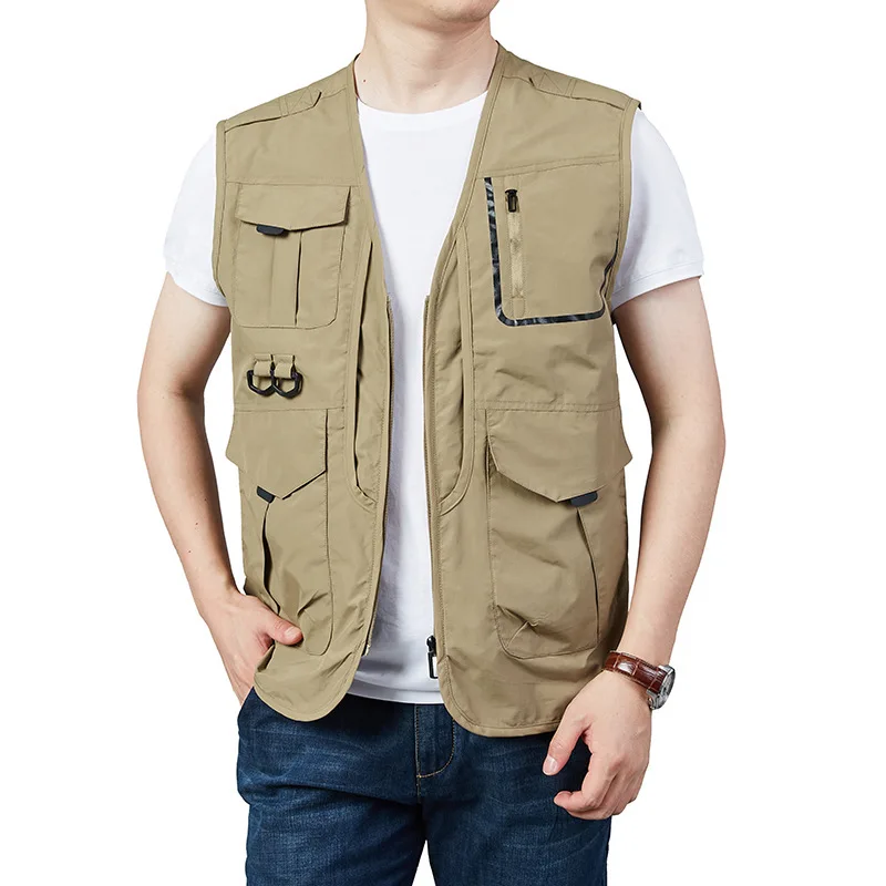

2023 Spring Summer Men Outdoors Vests Multi-Pockets Hiking Work Photography Vest Man Fish Vest Waterproof Waistcoat Oversize 6Xl