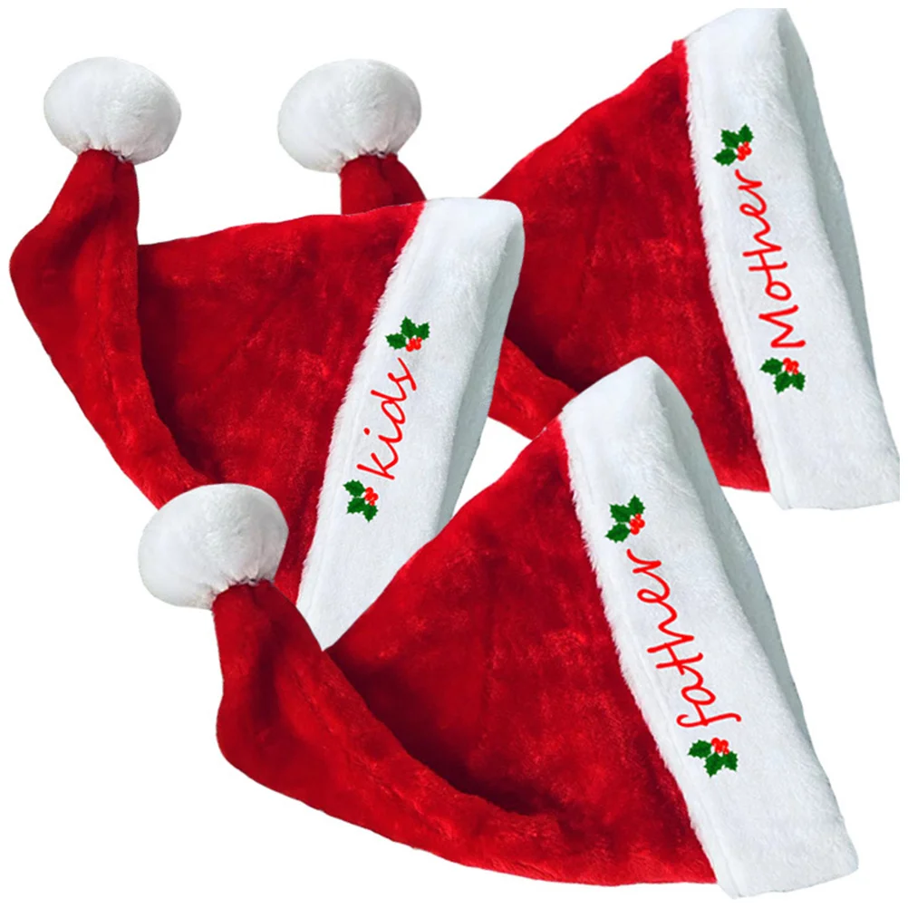 

3 Pcs Santa Head Decoration Christmas Tree Decorations Hat Kids Men Non-woven Fabric Party Cap Child