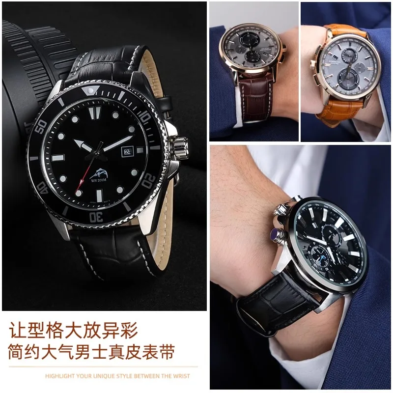 Фото Для Casio MTP1375 MTP1374 MTP1183 MTP1303 1370 MDV106 MDV-106 MDV107 ремешок в виде рыбы-меч из воловьей кожи мужской ремешок для часов 20 мм 22 мм №4