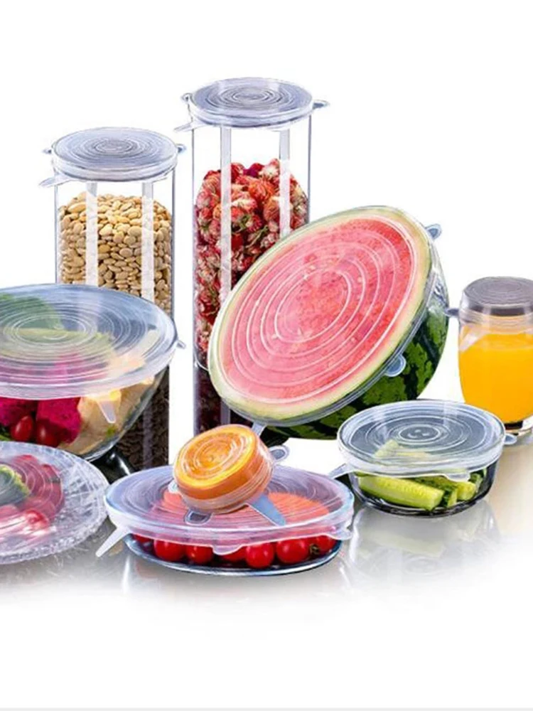 

6 шт., силиконовые крышки для пищевых продуктов