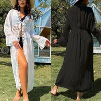 the new womens summer bamboo cotton 2022 comfortable leisure outside bask long cardigan bikini beach blouse swimsuit cover up